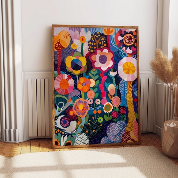 Floral Wall Art Poster - Colorful Matisse-Inspired Botanical Wall Decor - Picture 1 of 4